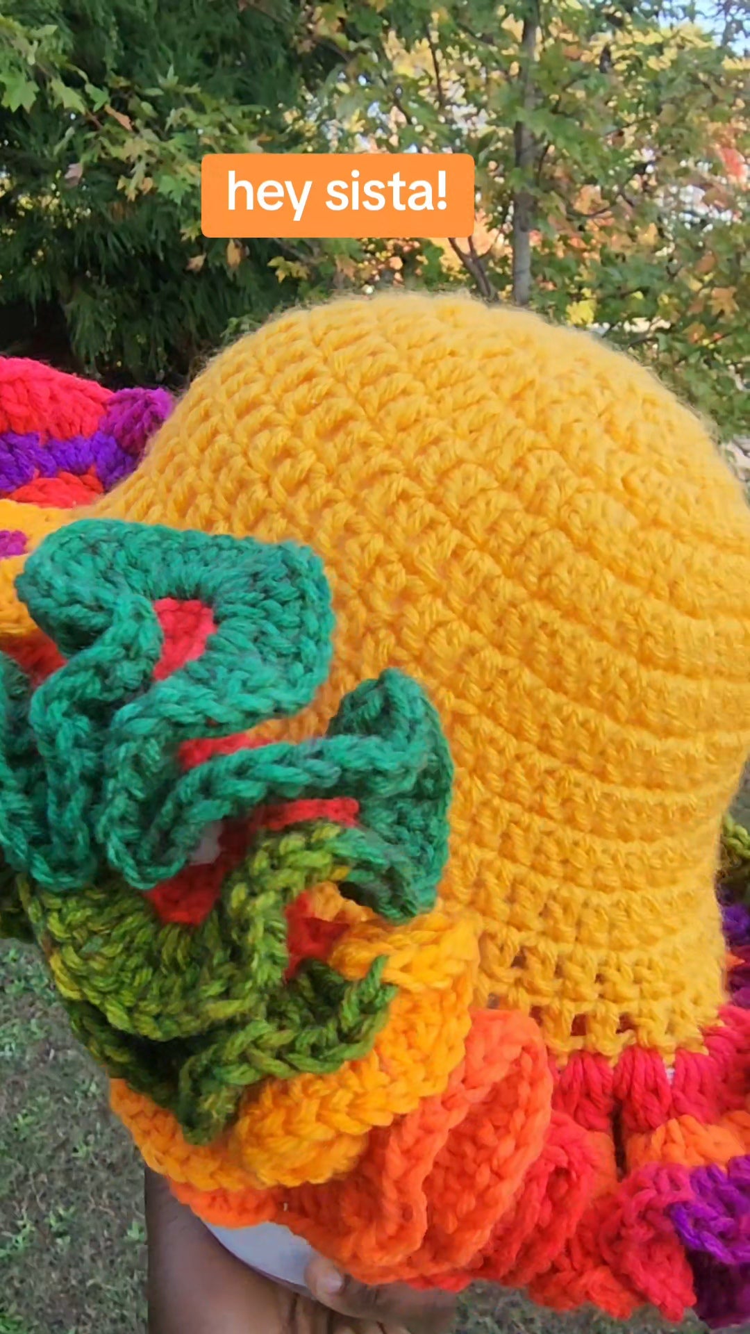 Yellow pinapple rainbow handmade Crochet Ruffle for