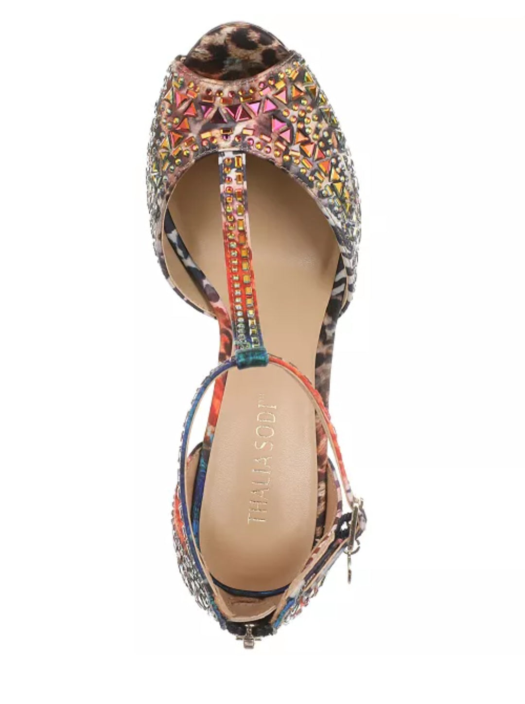 Thalia Sodi Women's Chacey Embellished T-Strap Platform Pumps Multi Color Leppard