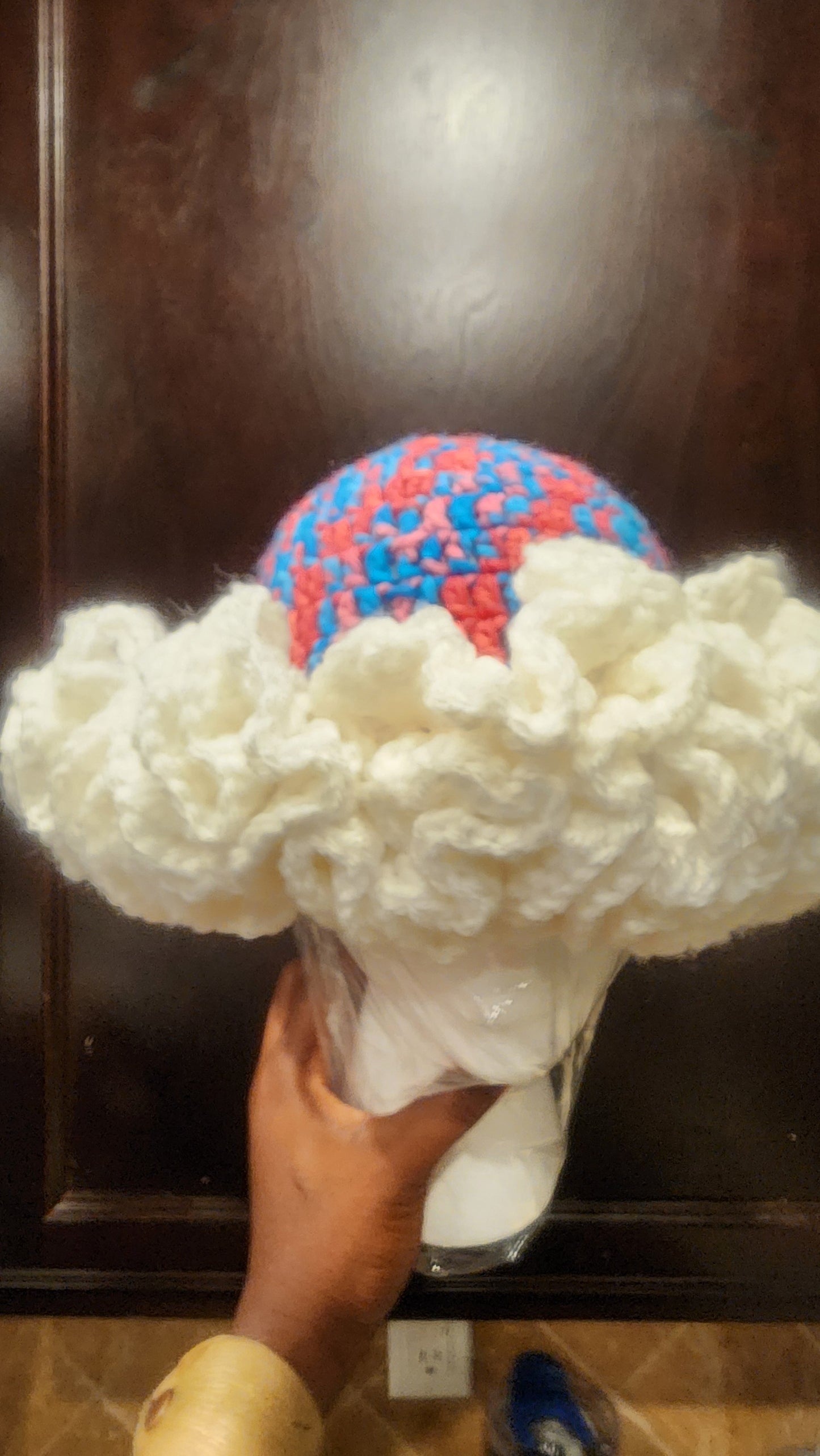 Cotton candy comfy woman's ruffle crown custom made crochet hat
