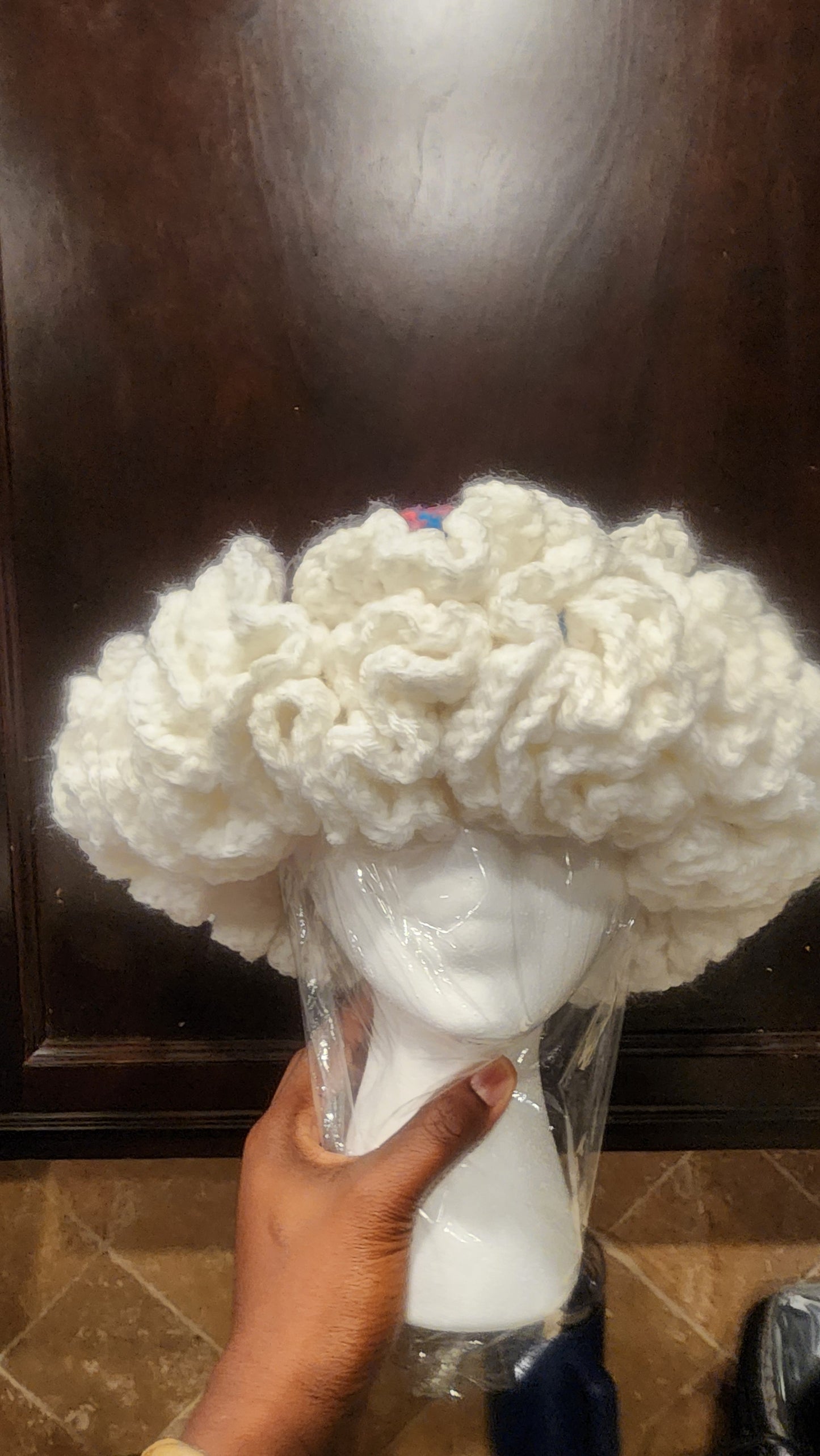 Cotton candy comfy woman's ruffle crown custom made crochet hat
