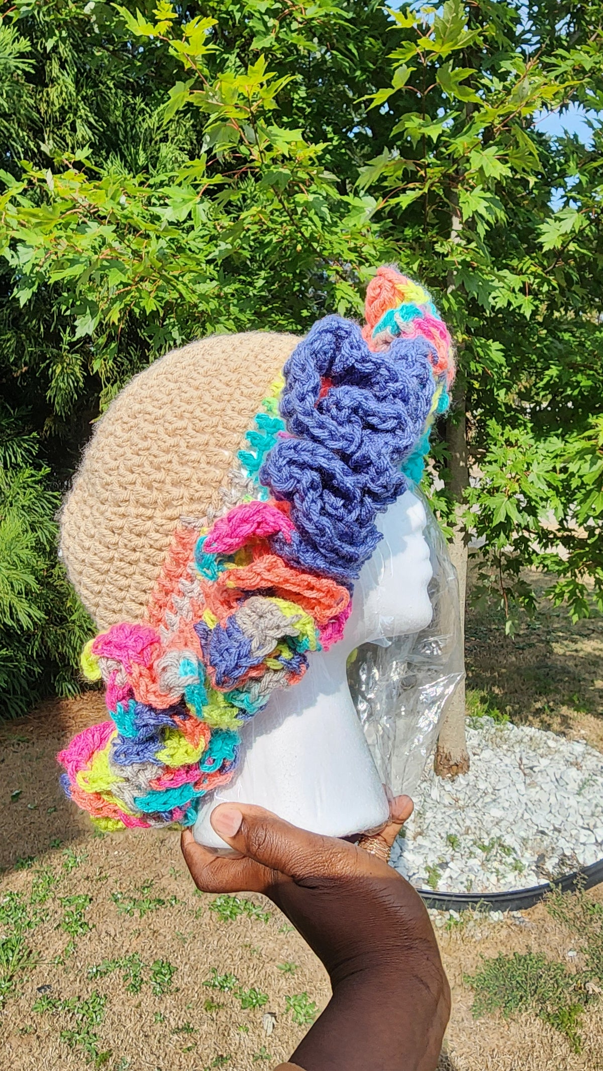Candy lady comfortable womans hand made crochet ruffle hat
