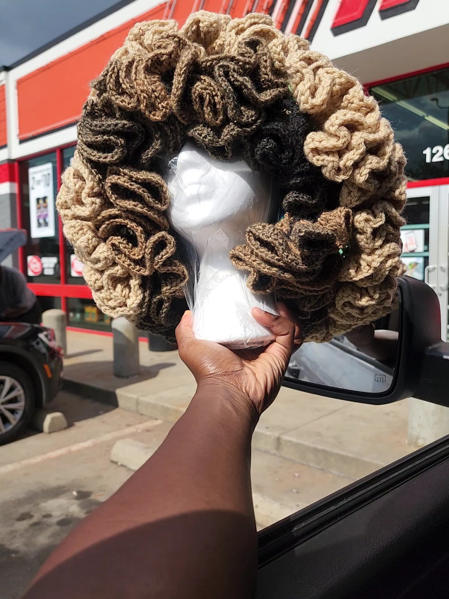 Brown sugar comfortable womans custom made hand crochet ruffle hat