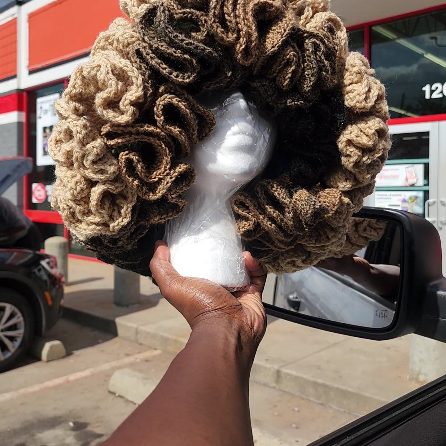 Brown sugar comfortable womans custom made hand crochet ruffle hat