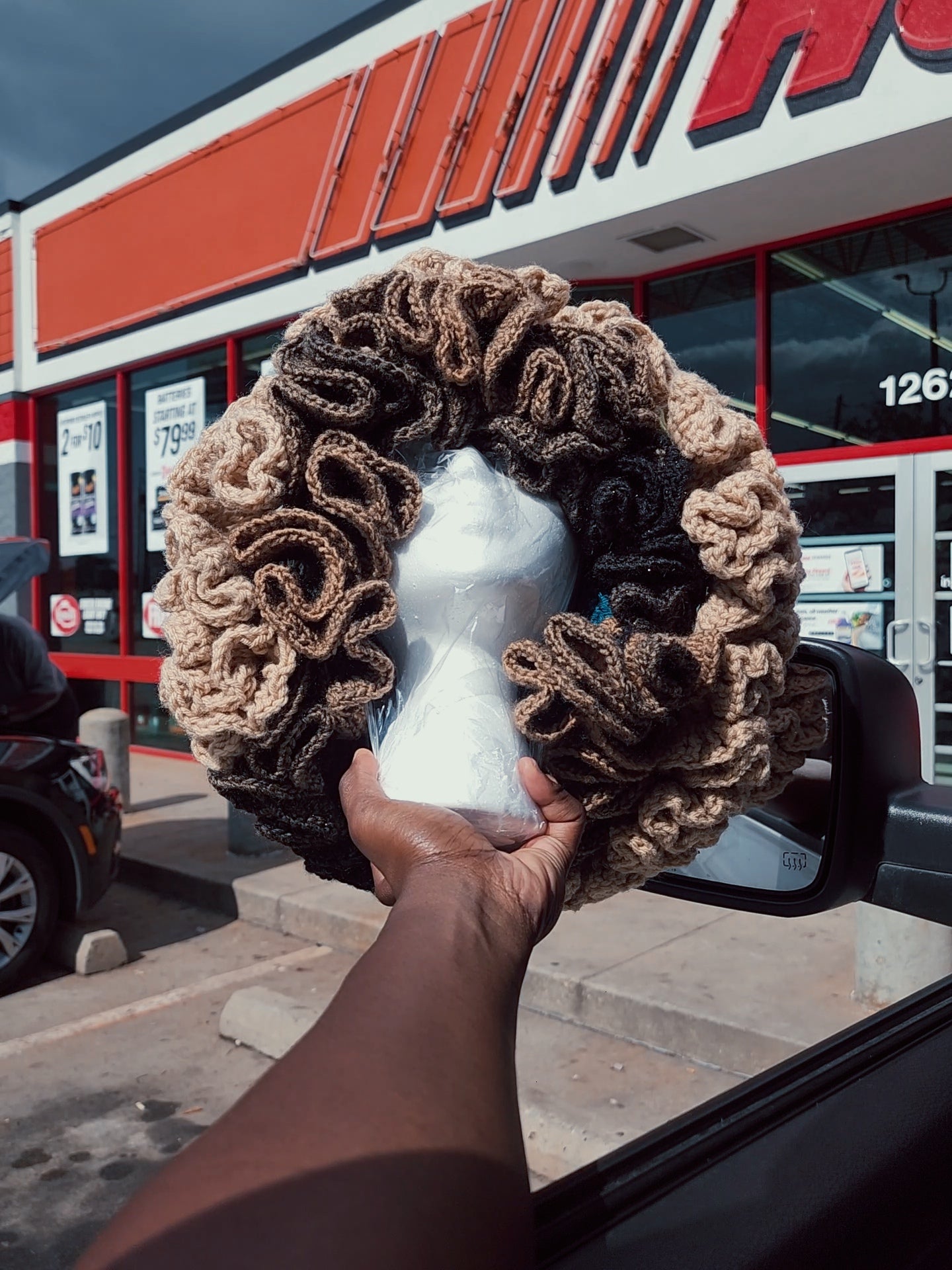 Brown sugar comfortable womans custom made hand crochet ruffle hat