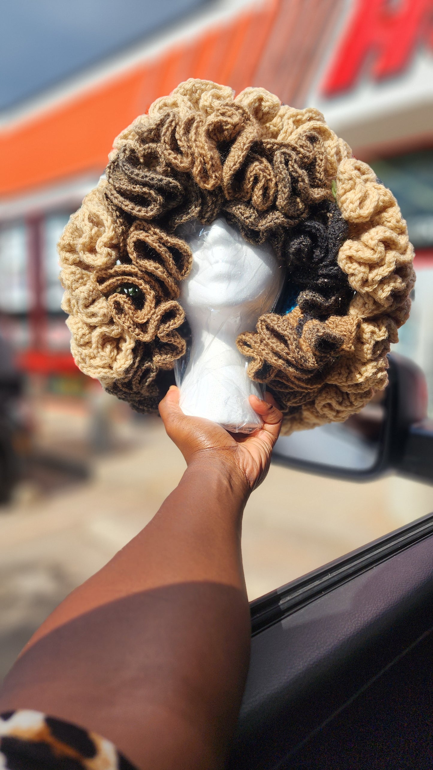 Brown sugar comfortable womans custom made hand crochet ruffle hat