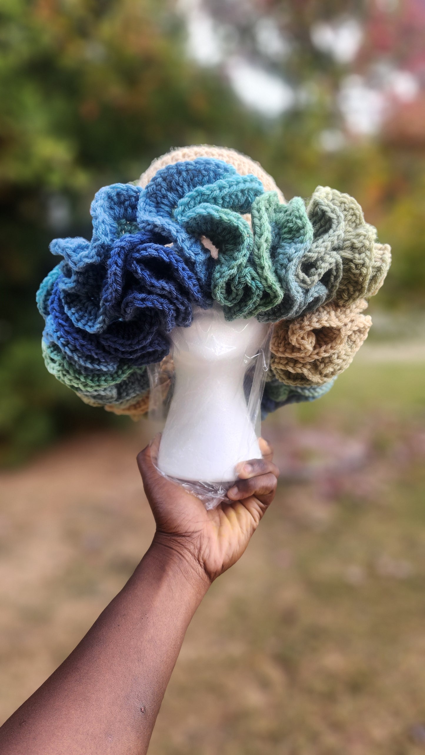 Ocean Breeze ruffle crochet hat