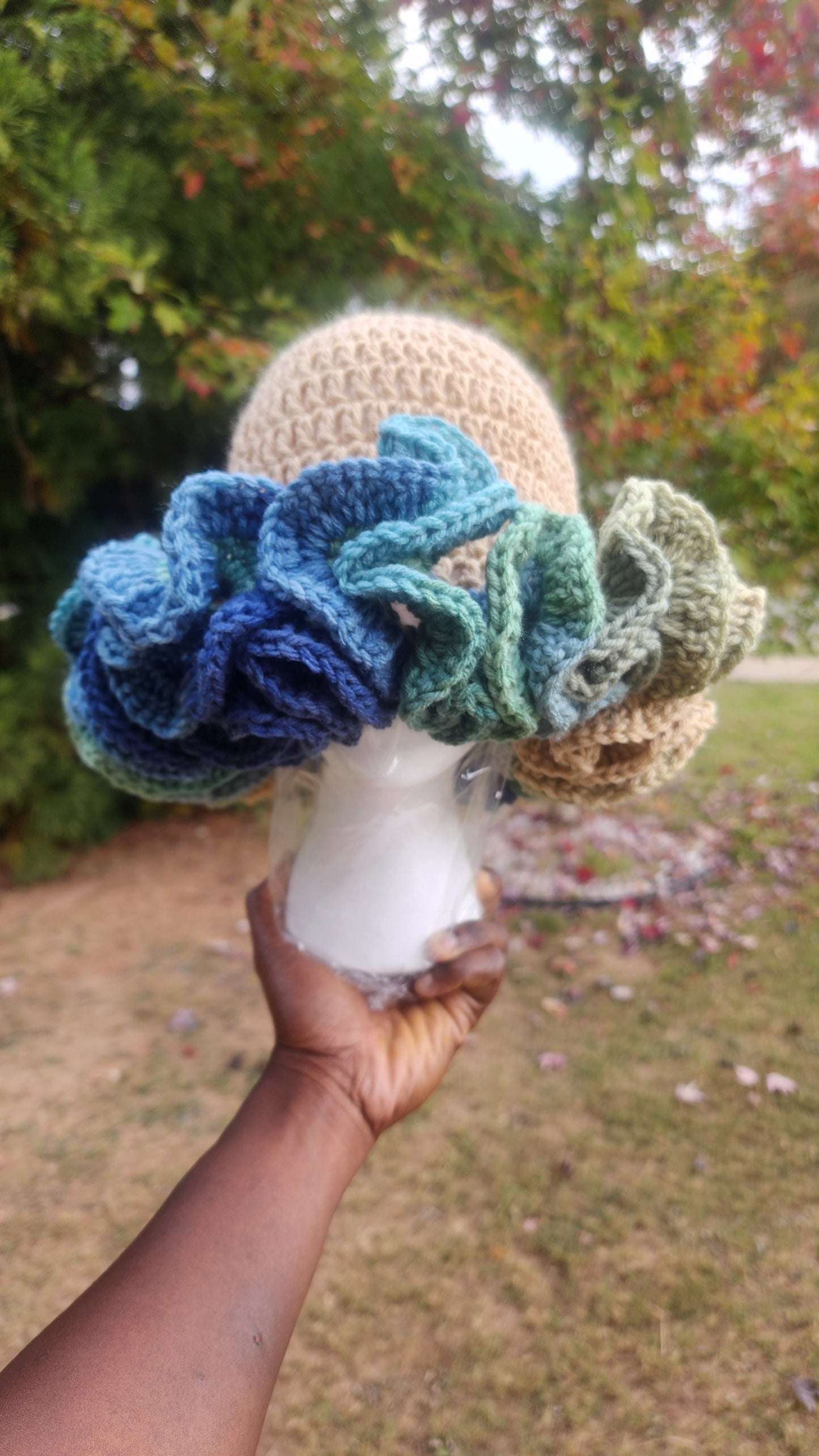 Ocean Breeze ruffle crochet hat