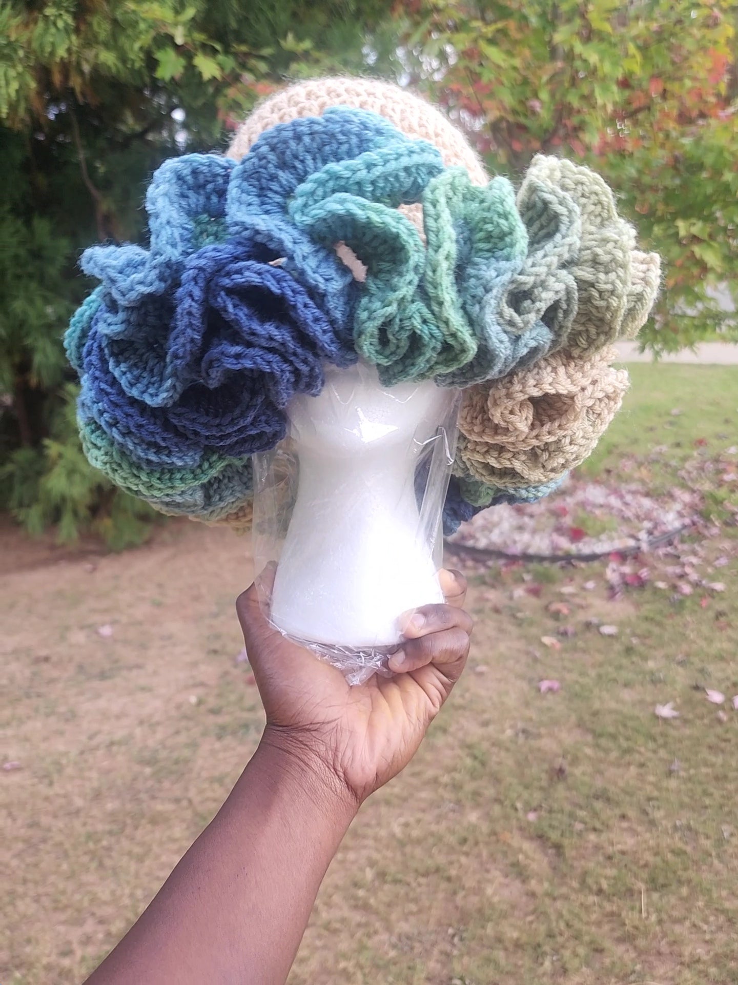 Ocean Breeze ruffle crochet hat