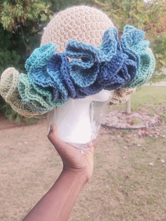 Ocean Breeze ruffle crochet hat