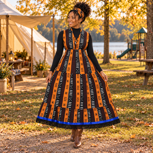 Burnt-Orange Fringed High-Low Dress | One Size Fits Up to 3XL