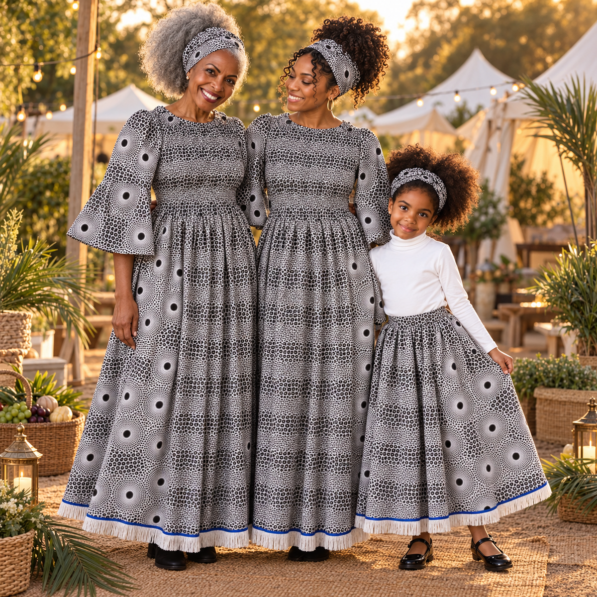 mommy and me black and white dress set