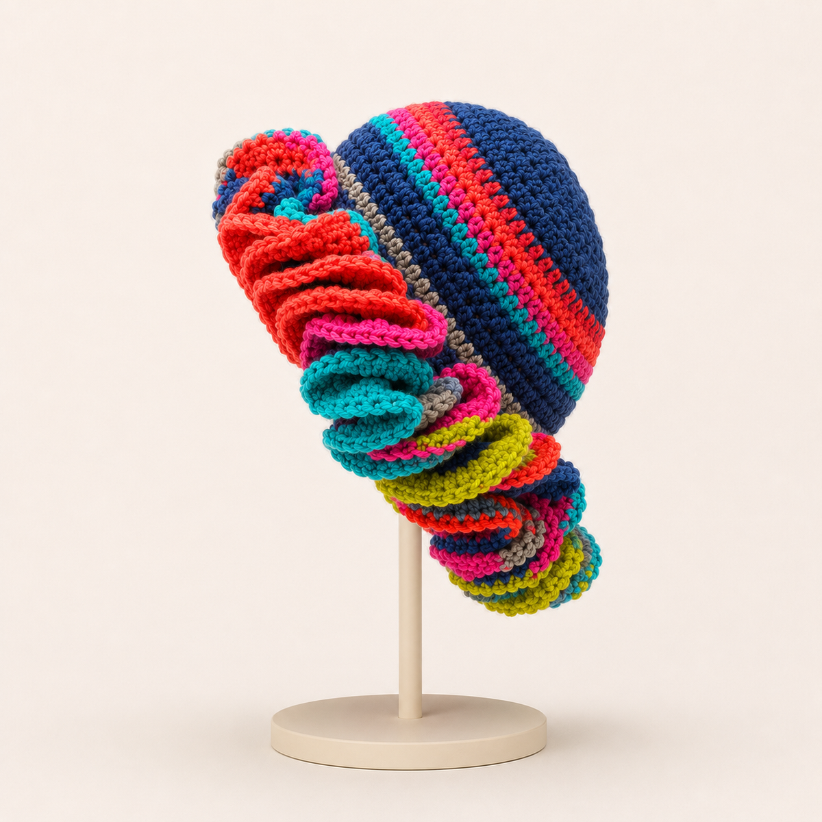 Denim Party Crochet Ruffle Hat