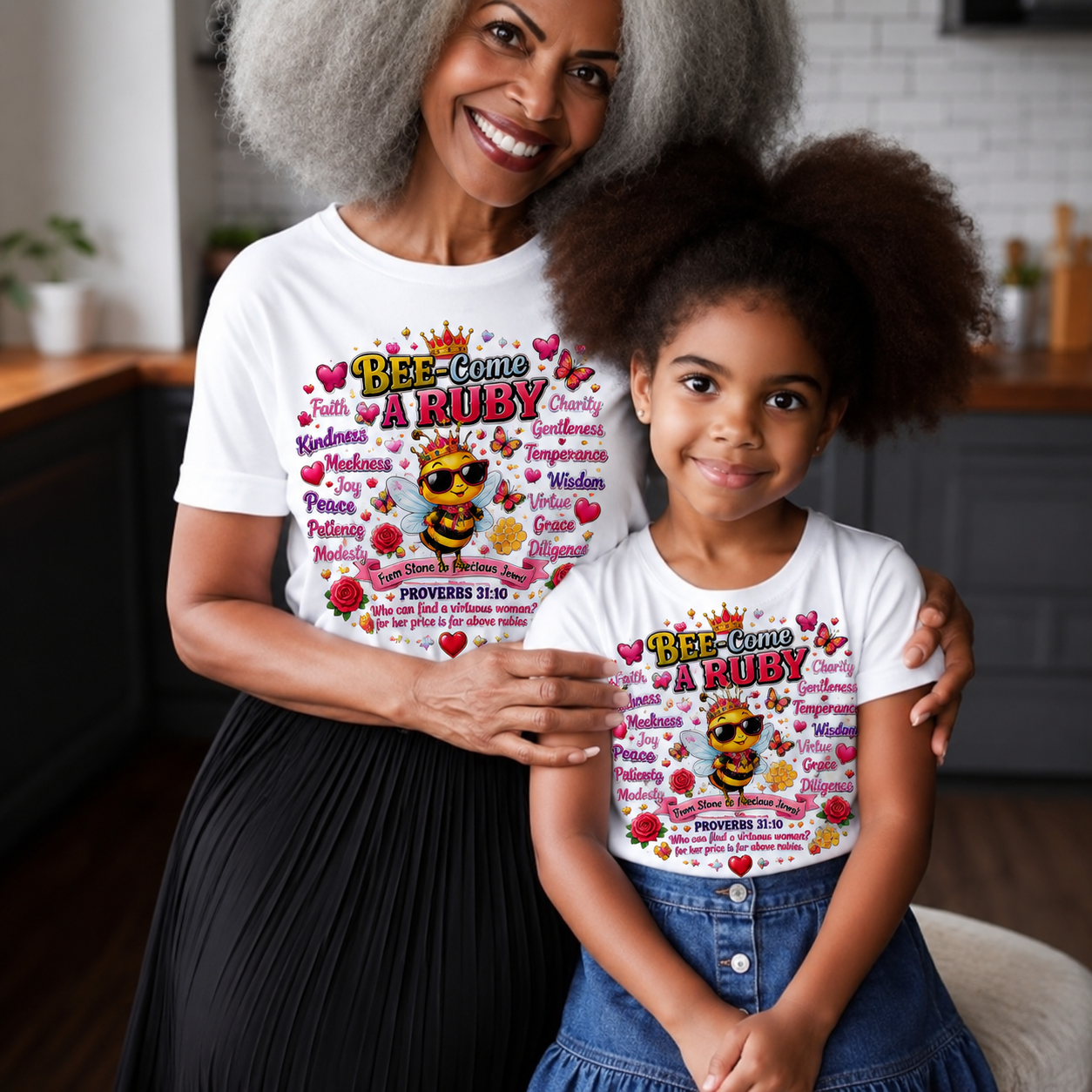 Bee-Come A Ruby™ Proverbs 31:10 Women's Christian Inspiration T-Shirt | Virtuous Woman Affirmation Tee | Faith, Kindness & Character Graphic Shirt