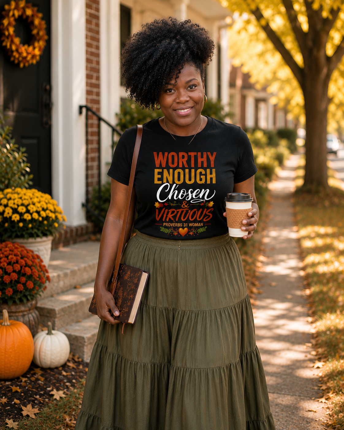 I Am Worthy Enough Chosen & Virtuous Proverbs 31 Woman T-Shirt | Christian Graphic Tee for Women | Faith-Based Modest Apparel Black Women’s basic softstyle t-shirt (Copy)