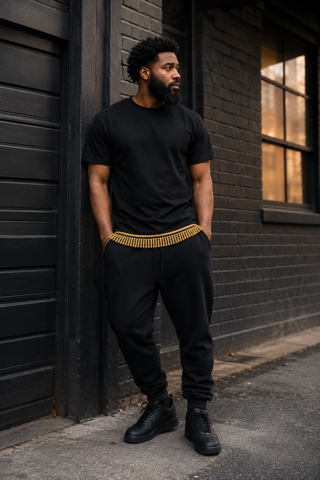 5-Shirt All Black Fringed Bundle | Ready-to-Wear Men’s Faith-Based Apparel with Ribbon of Blue