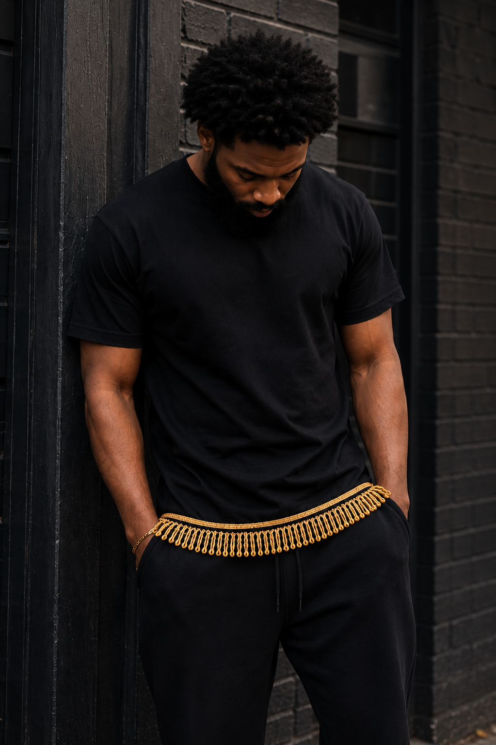5-Shirt All Black Fringed Bundle | Ready-to-Wear Men’s Faith-Based Apparel with Ribbon of Blue