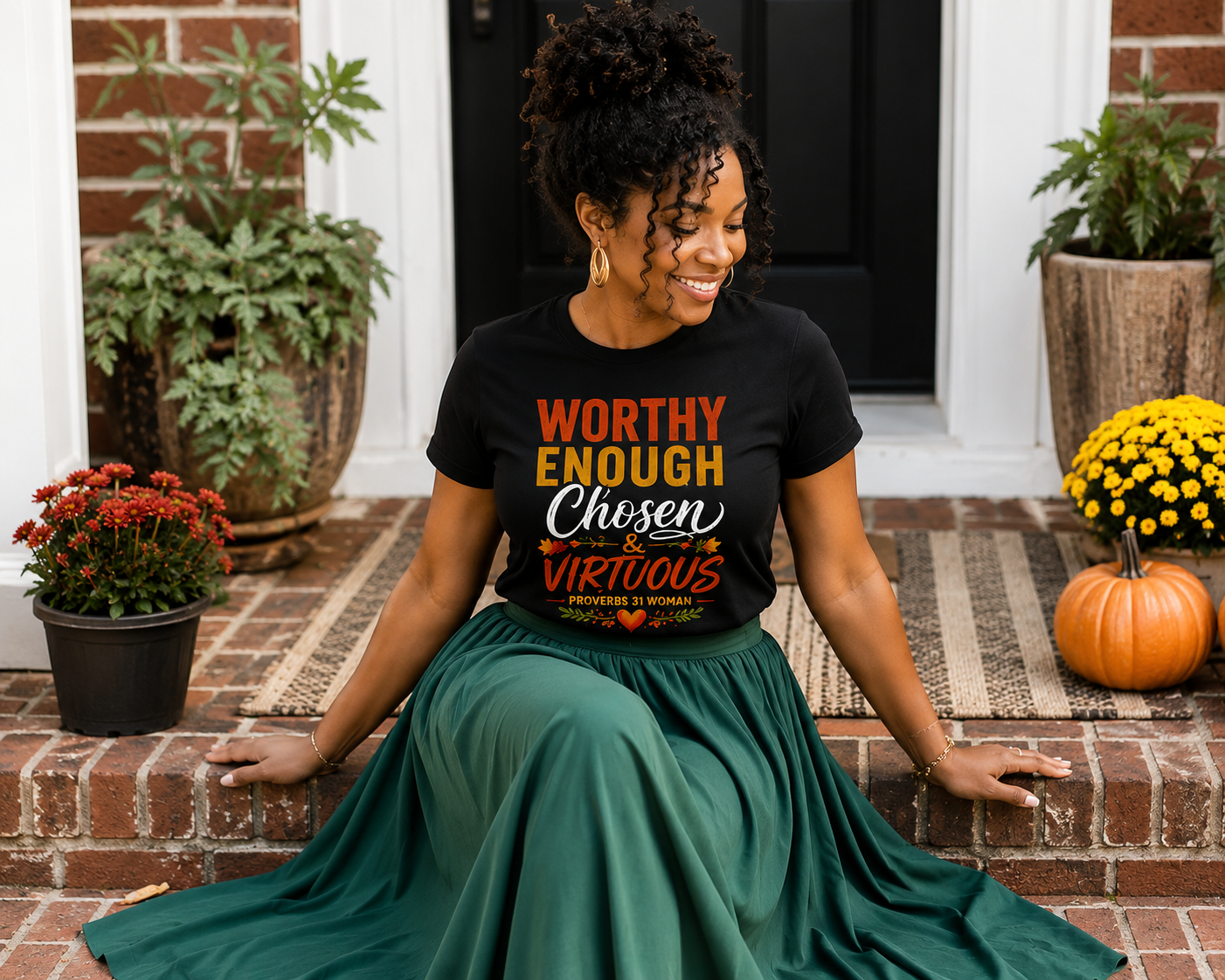 I Am Worthy Enough Chosen & Virtuous Proverbs 31 Woman T-Shirt | Christian Graphic Tee for Women | Faith-Based Modest Apparel Black Women’s basic softstyle t-shirt (Copy)