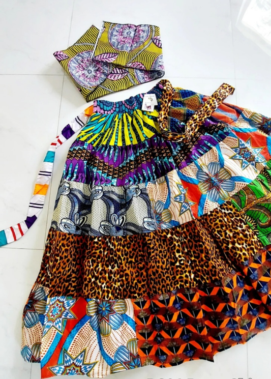 Multi color African print skirt with pockets