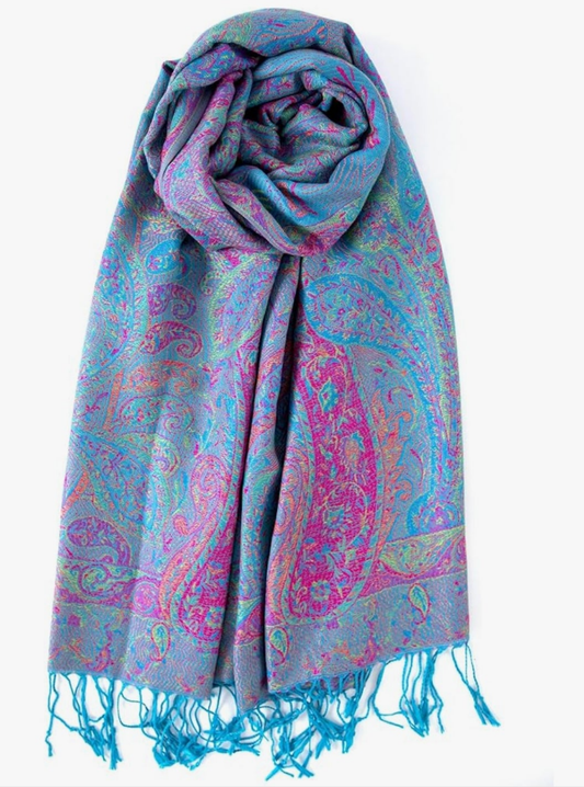Pink blue pashmina wrap