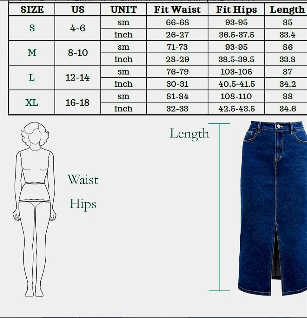 Denim Jeans Skirt with Pockets & Split Back for Females - Women's Bottom in Blue - Womenswear