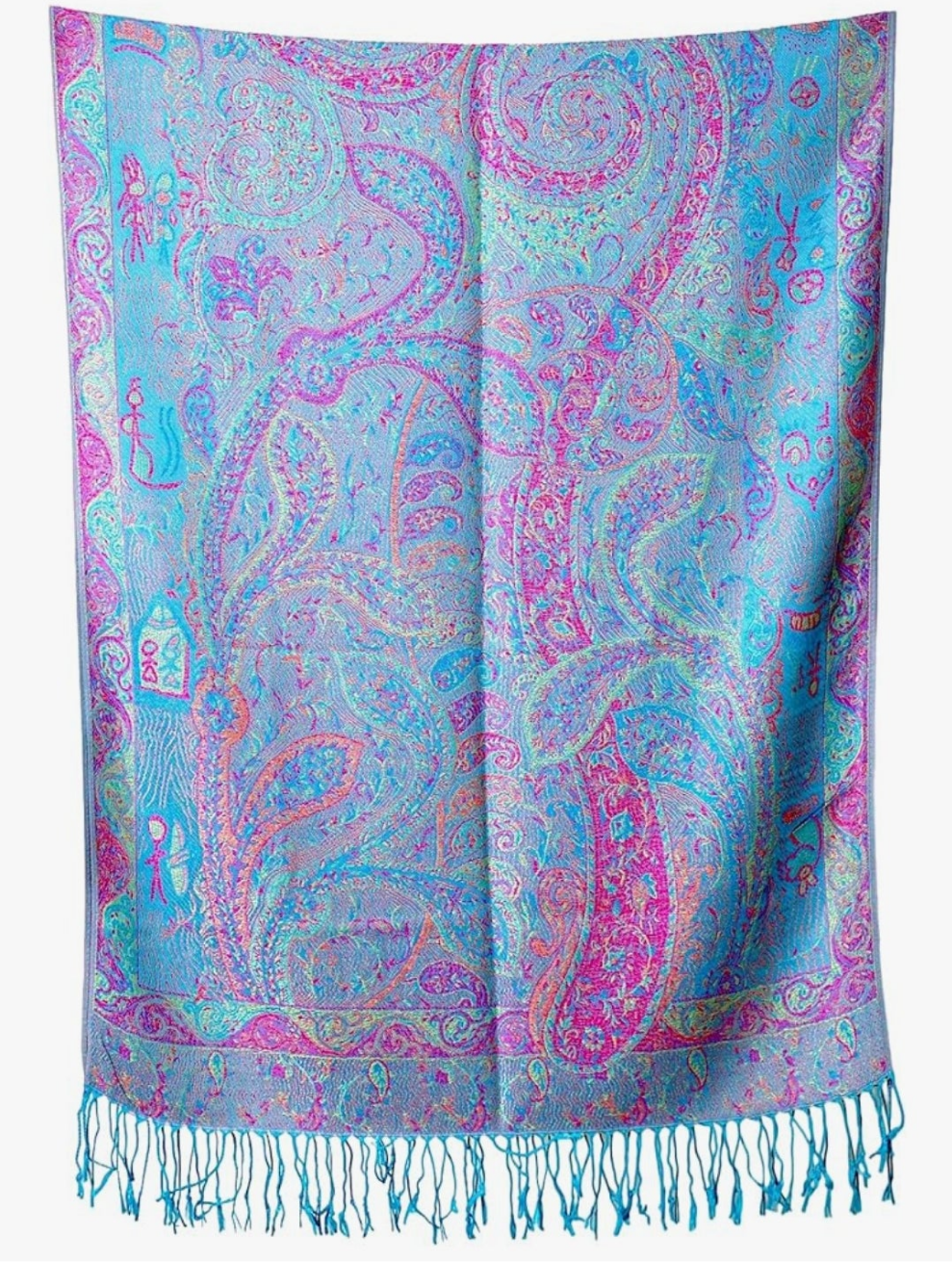 Pink blue pashmina wrap
