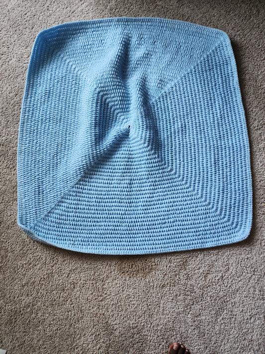 Baby blue double crochet grany square shape hand made comfortable blanket