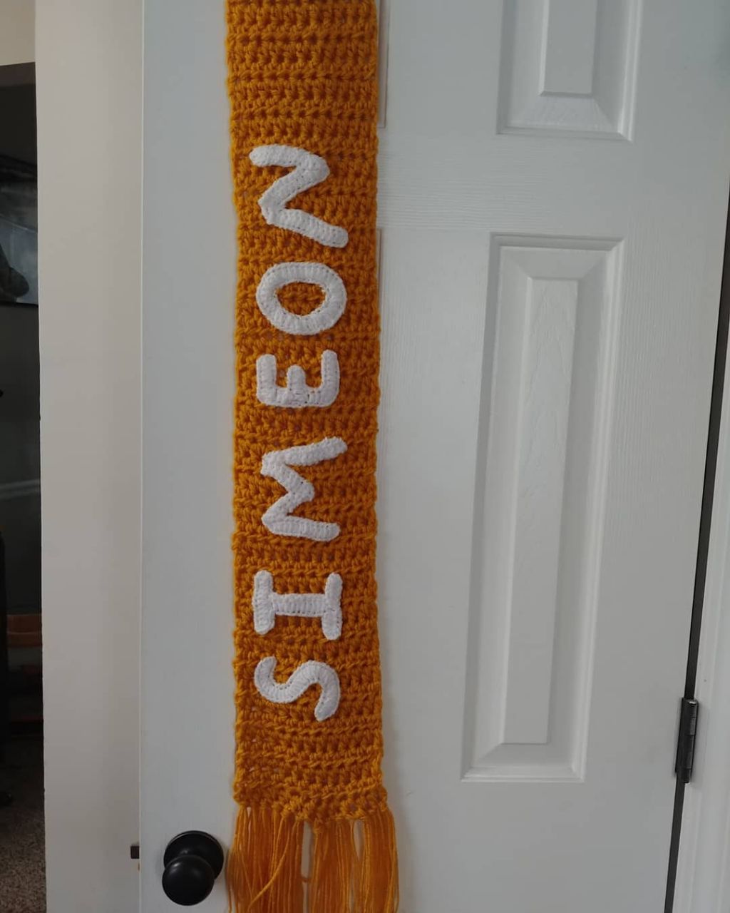 Custom-made name crochet scarf