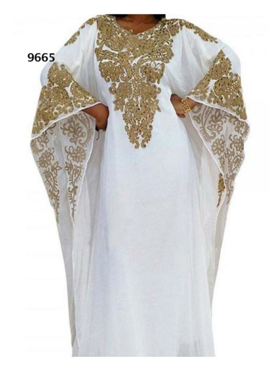White n gold craftan feast day dress