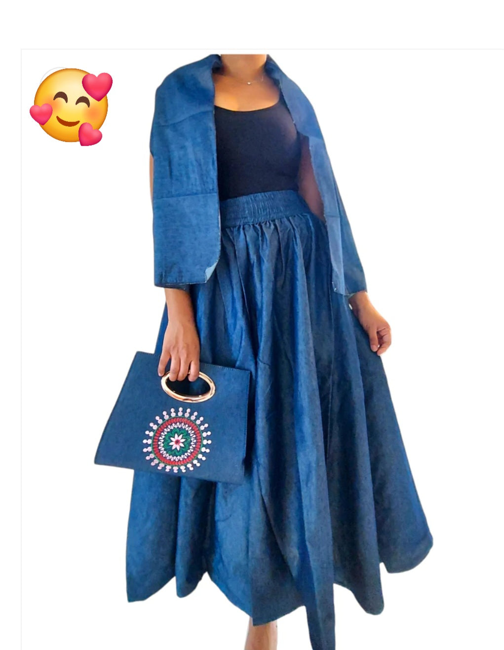 Denim skirt set