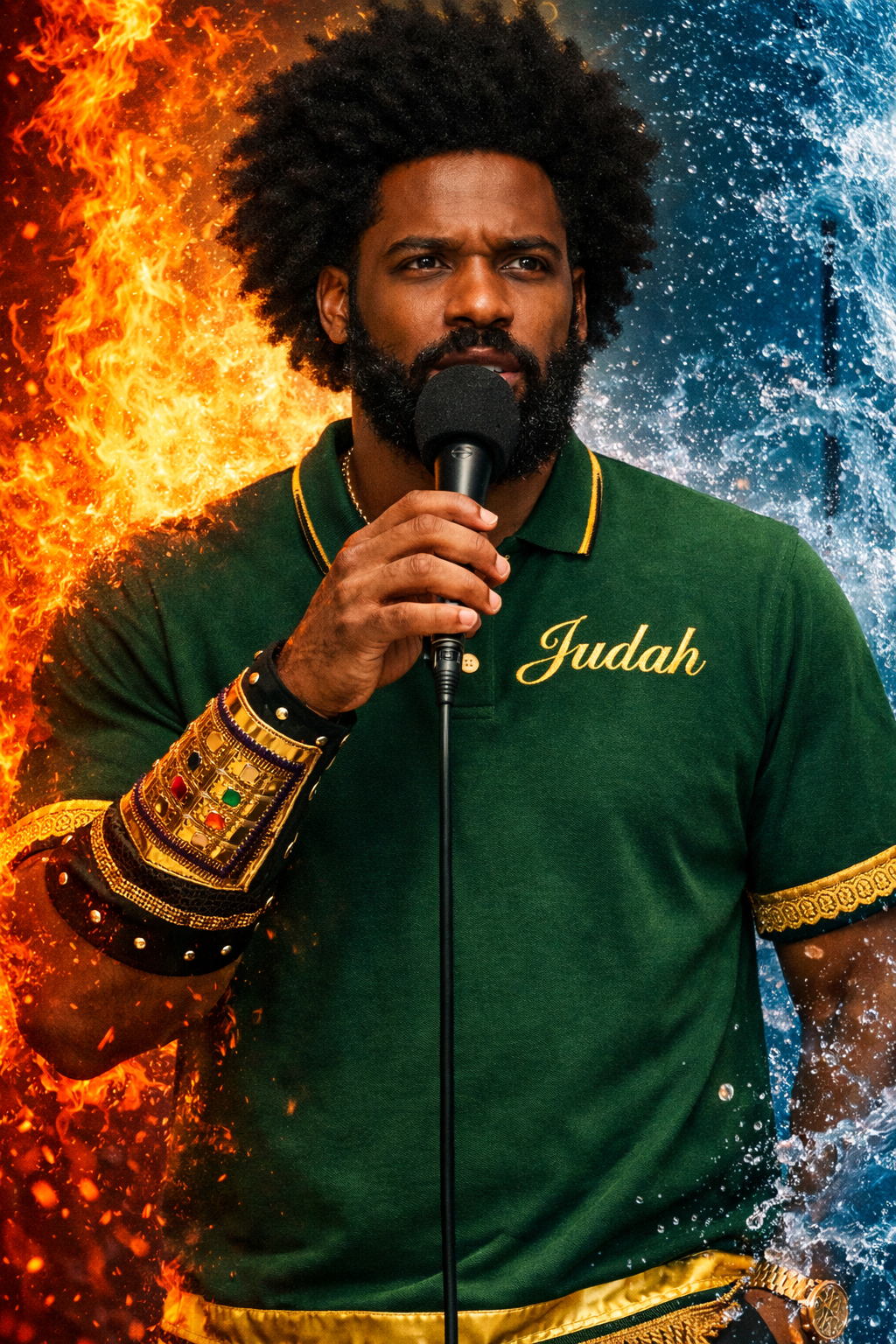 Feast Day Trumpet Green Polo – Judah Shirt with Shofar Design | Fringe & Ribbon of Blue | Israelite Men’s Set Apart Apparel