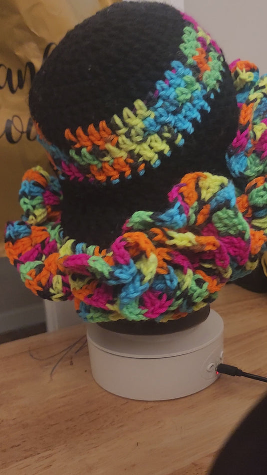Handmade Modest Crochet Ruffle Bonnet Hat | Protective Satin-Lined Custom Head Covering | One-Size-Fits-Most Statement Hair Bonnet