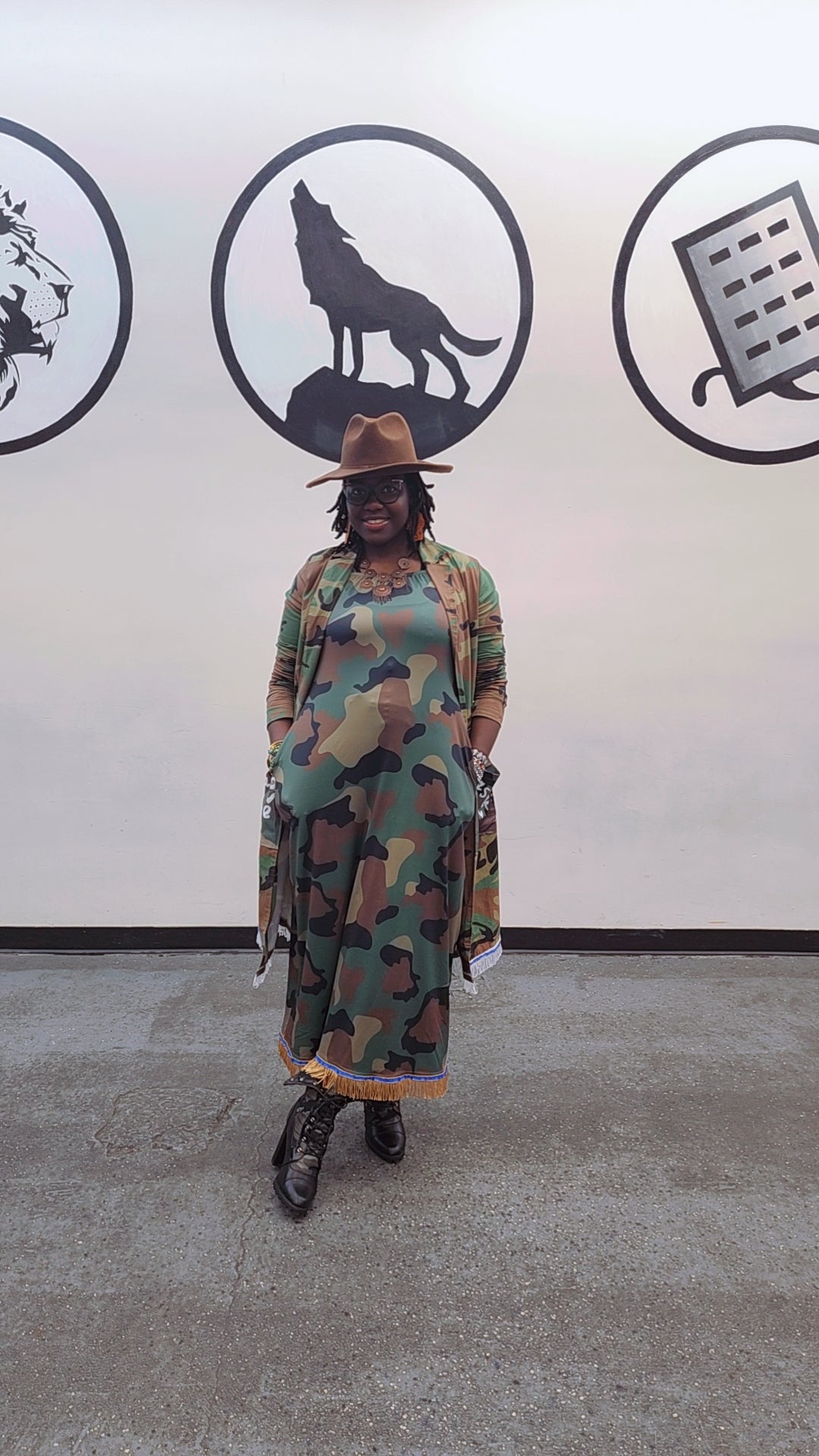 Camouflage 3 piece set (jacket, dress,headwrap)