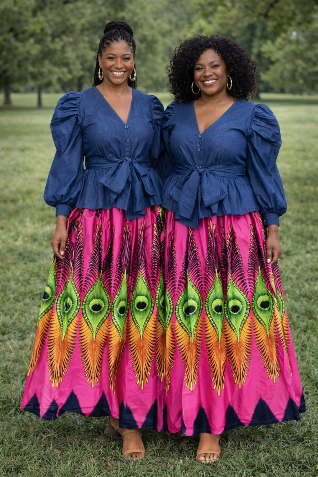 Pink African print maxi skirt