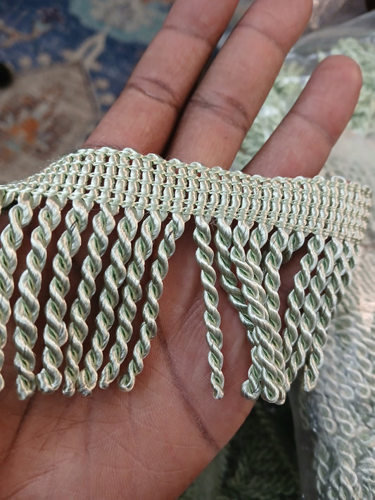 Bullion fringes sage green by the yard