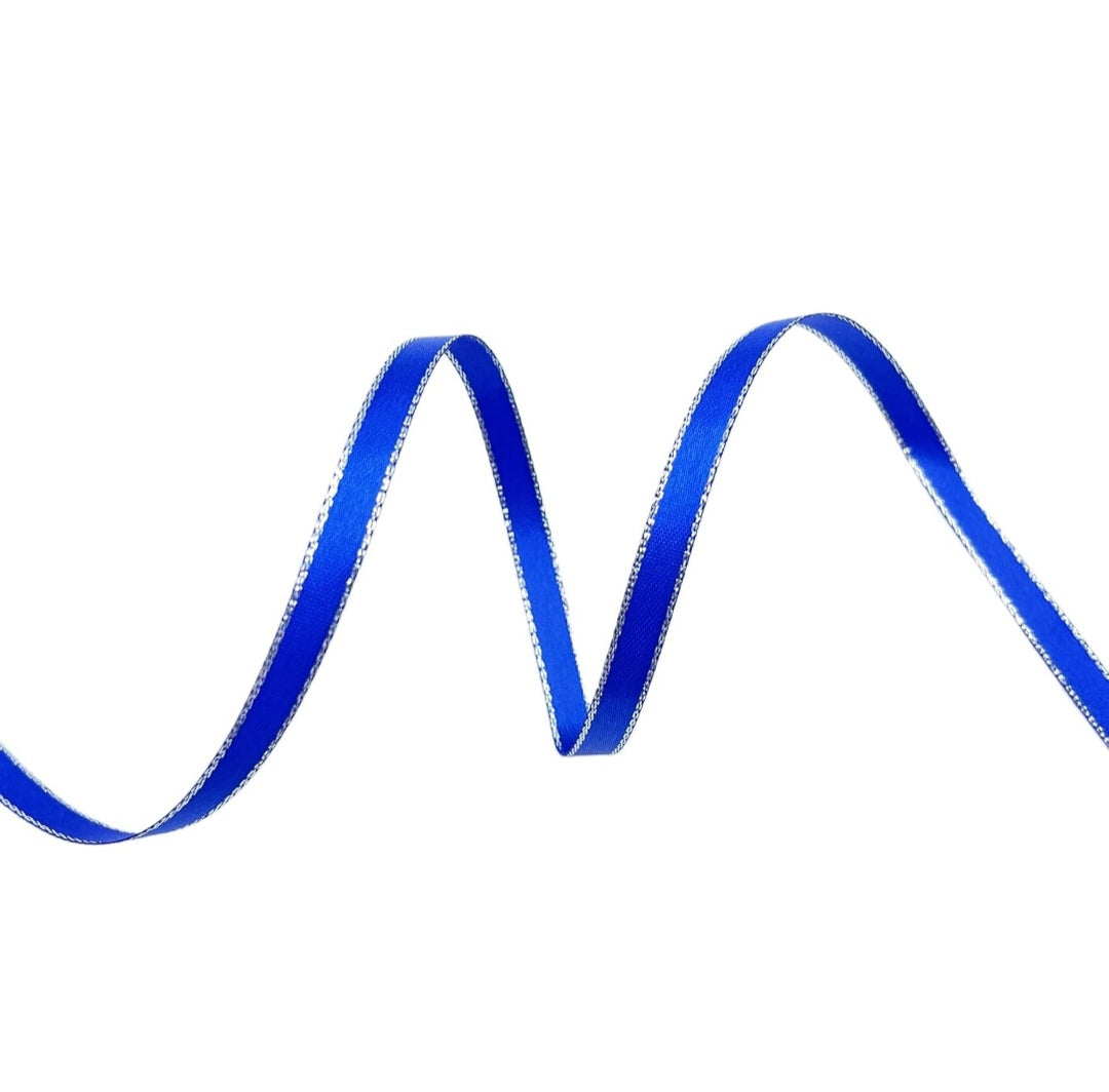 Royal blue ribbion with Sliver trim 1/4"