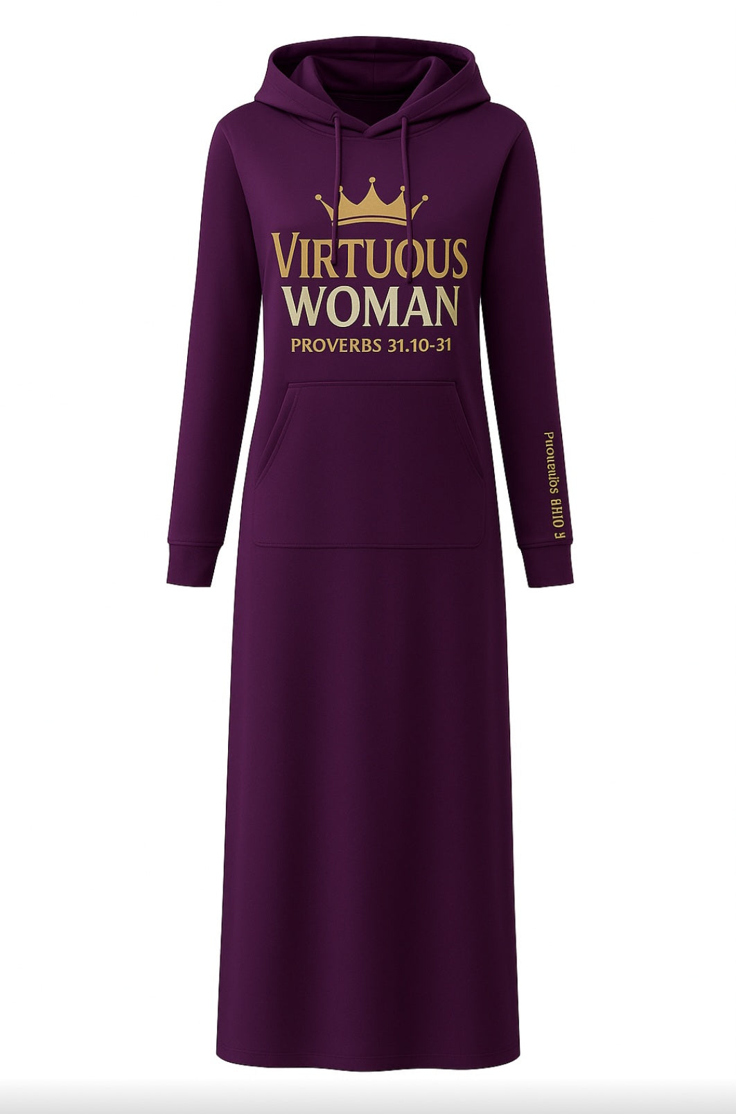 Virtuous Woman Hoodie Dress – Proverbs 31:10-31 | Modest Christian Apparel (Royal Purple)