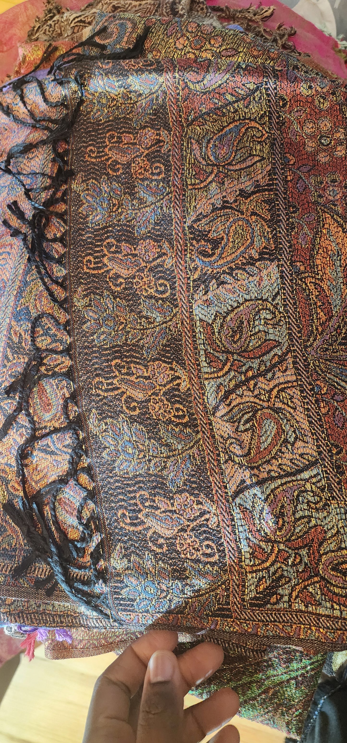 Metallic double sided shawls