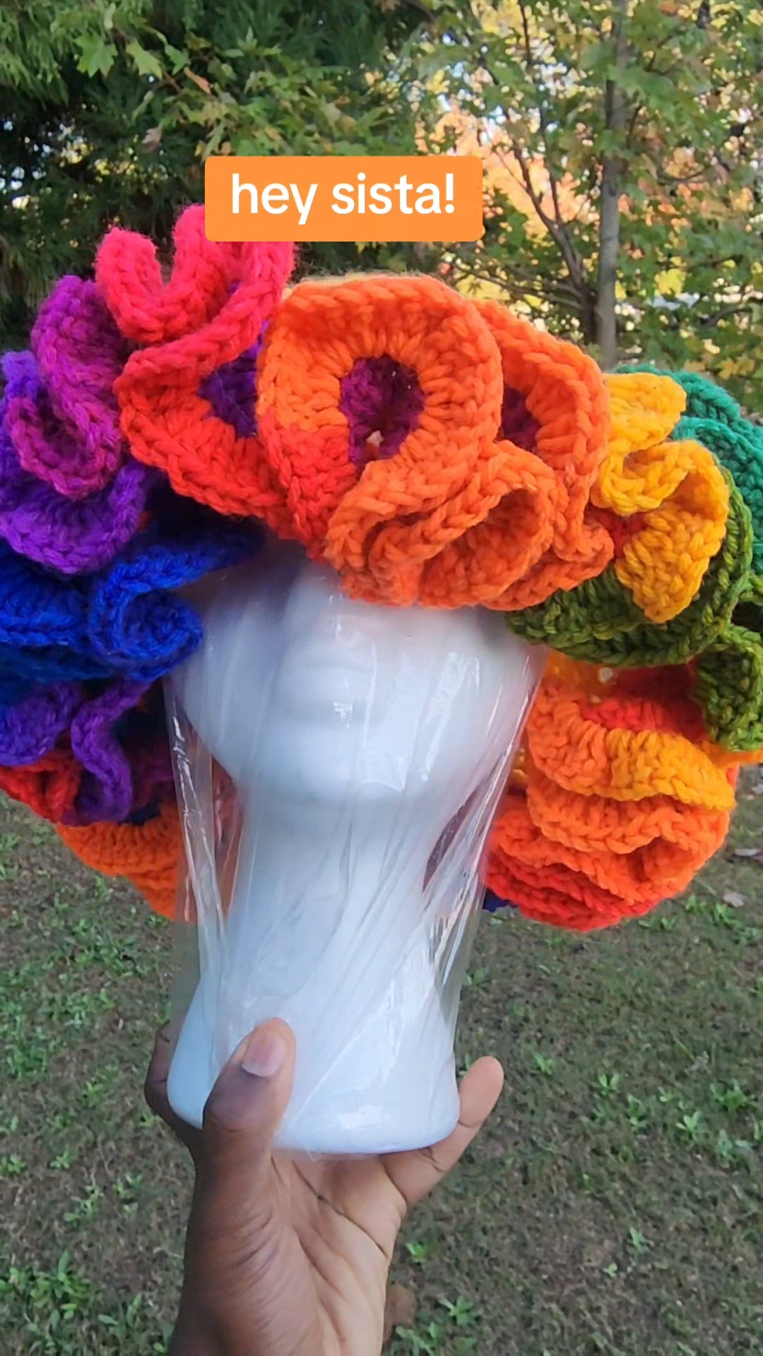 Yellow pinapple rainbow handmade Crochet Ruffle for