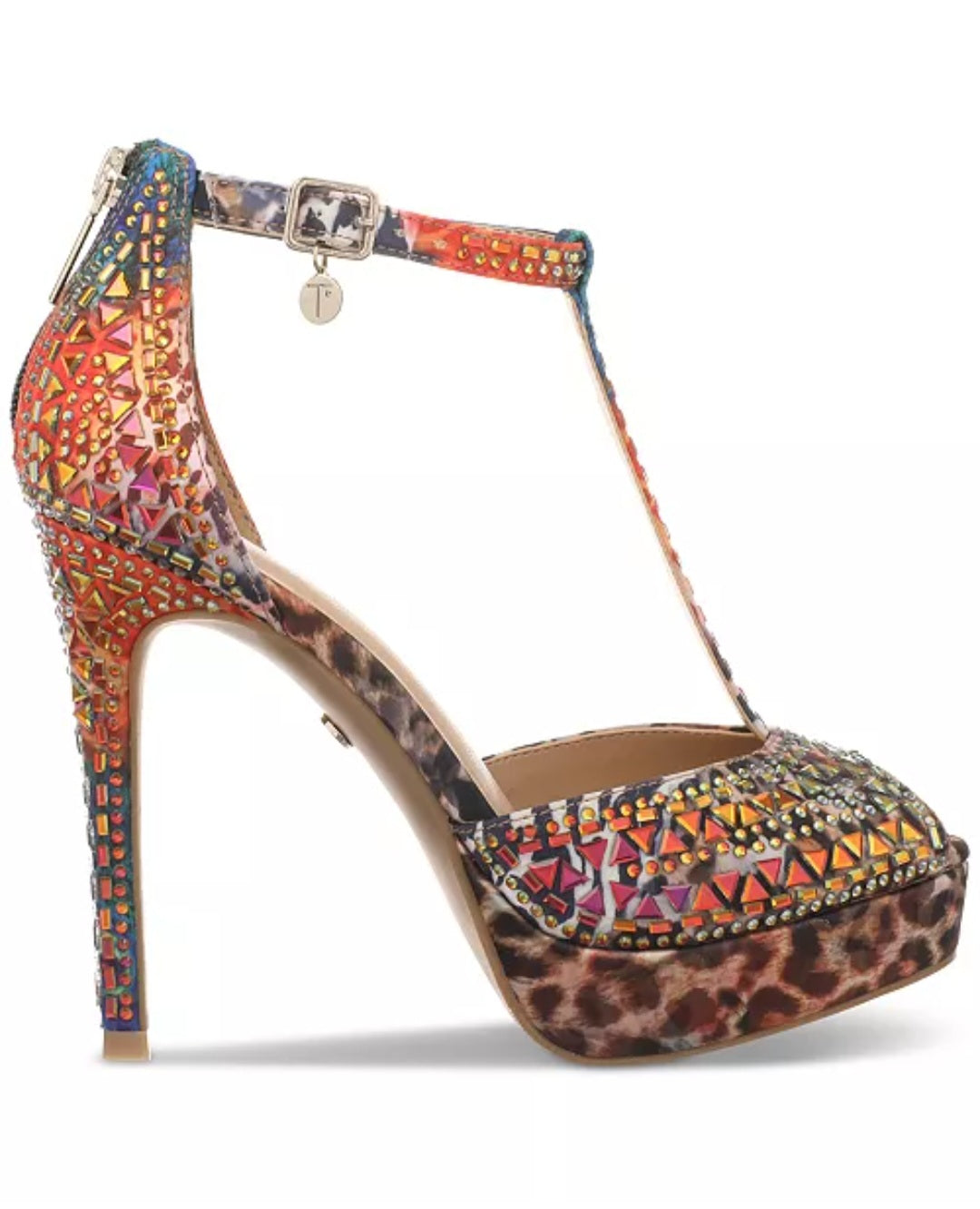 Thalia Sodi Women's Chacey Embellished T-Strap Platform Pumps Multi Color Leppard