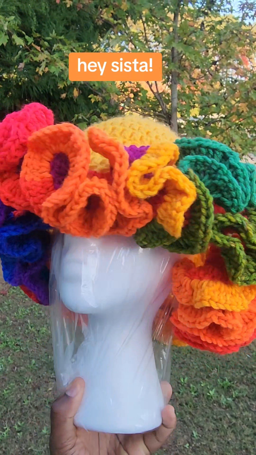 Yellow pinapple rainbow handmade Crochet Ruffle for