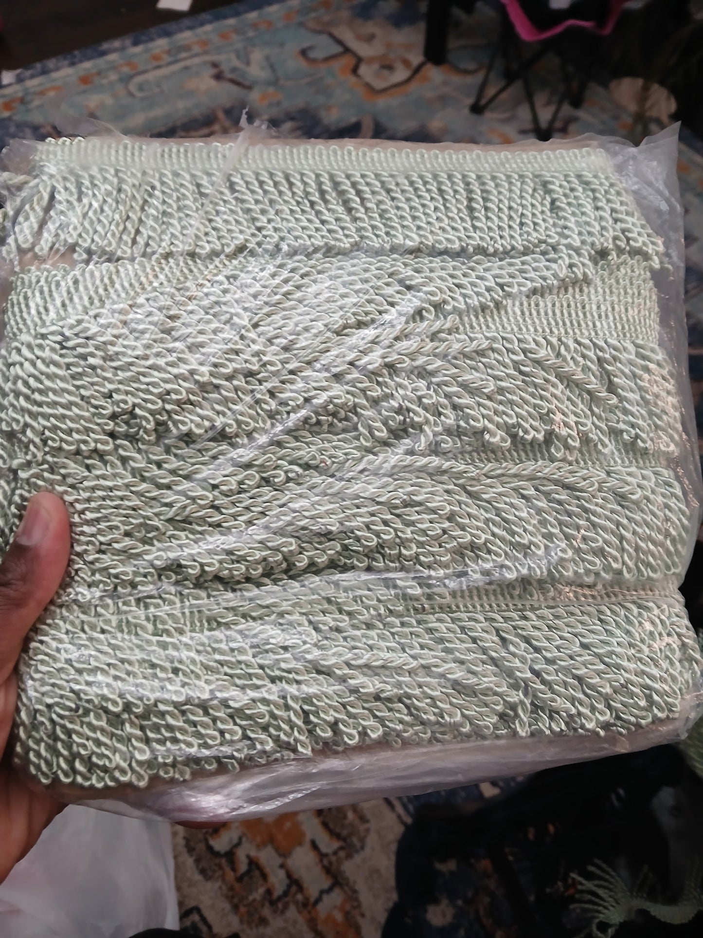 Bullion fringes sage green by the yard