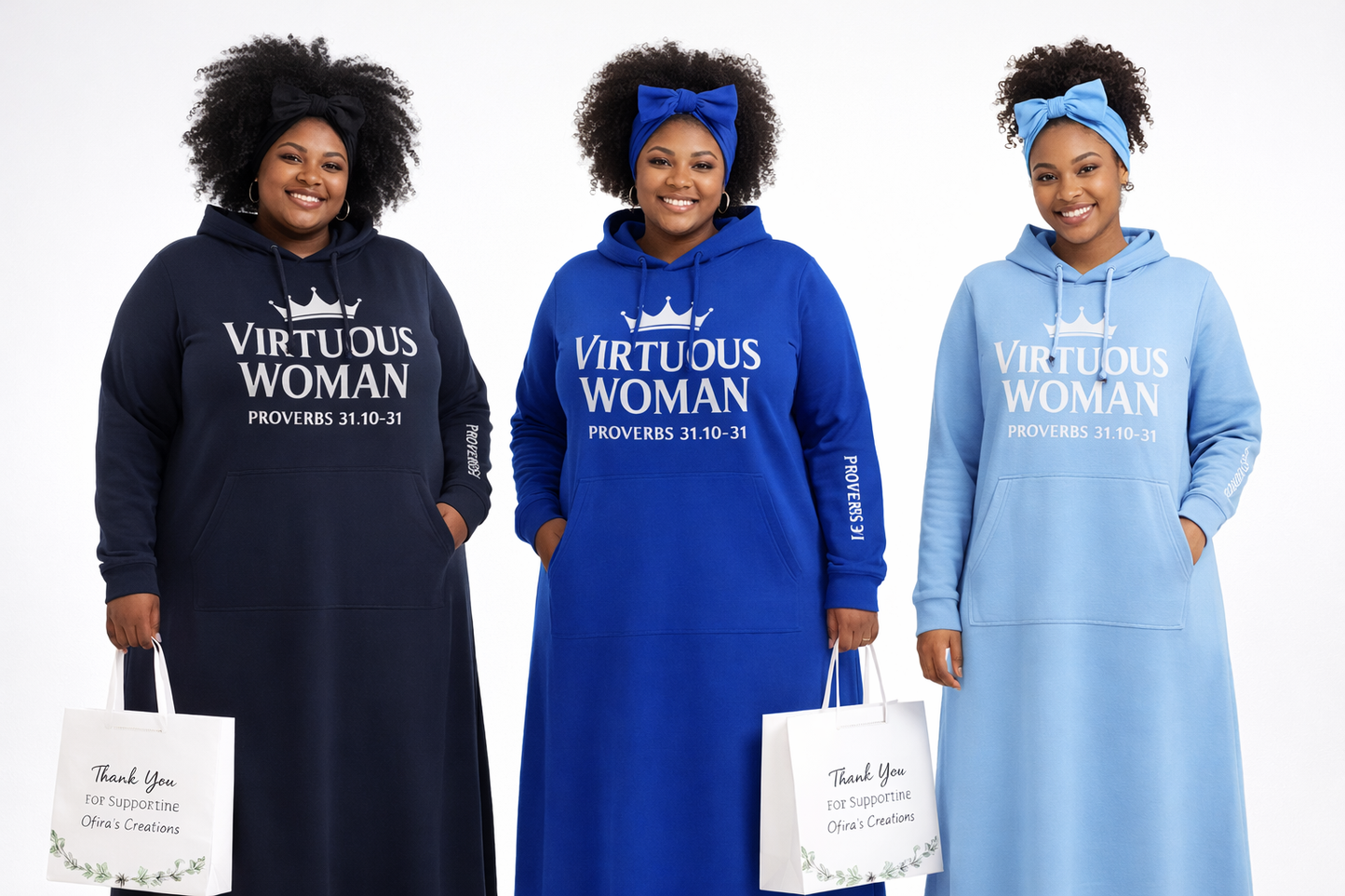 Blue Hoodie Dress Bundle (3blue dresses)