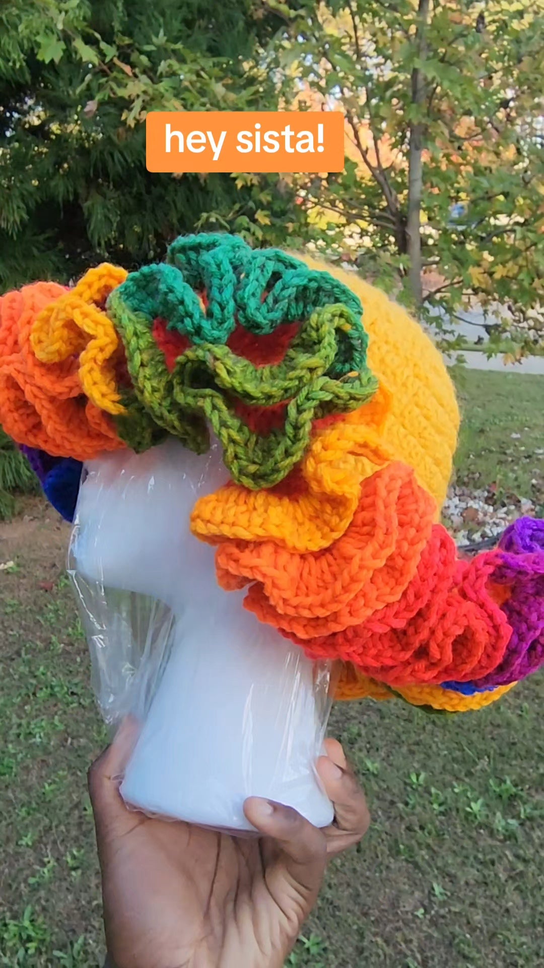 Yellow pinapple rainbow handmade Crochet Ruffle for