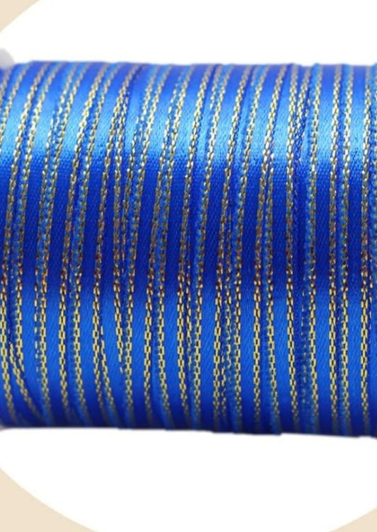 1/8" royal blue ribbion with gold trim