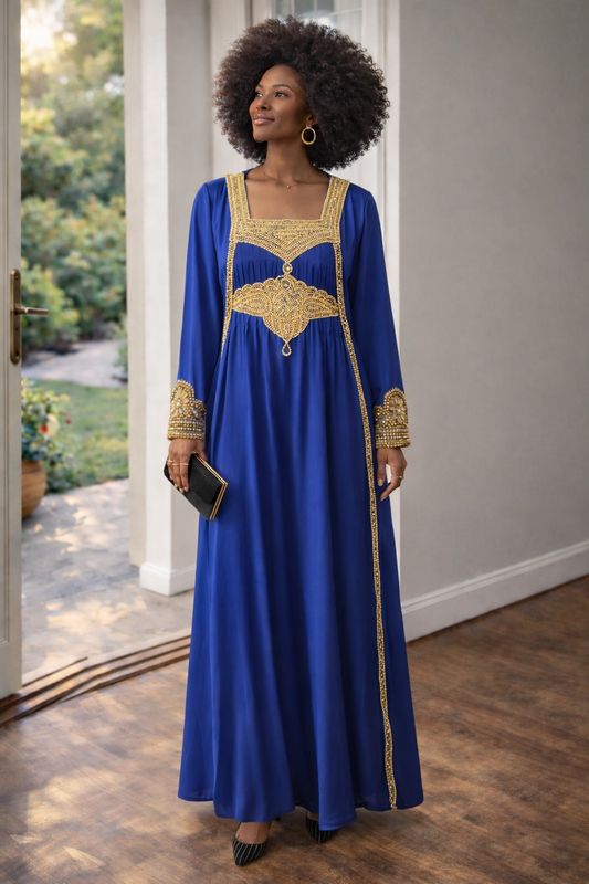 Royal  Blue beaded  Feast day dress