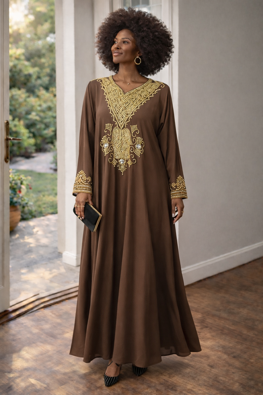 Brown beaded dress
