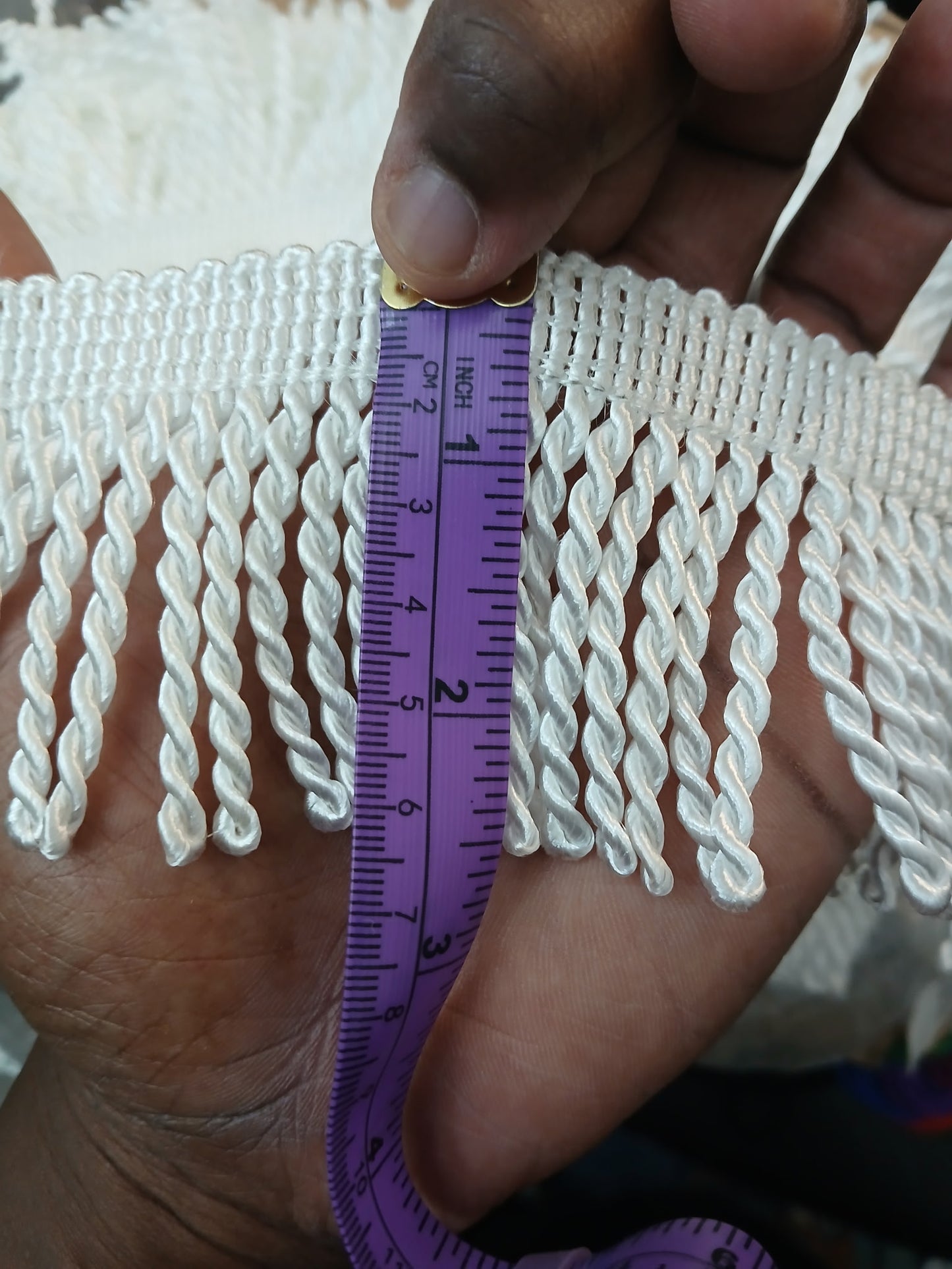 White Bullion fringes by the yard