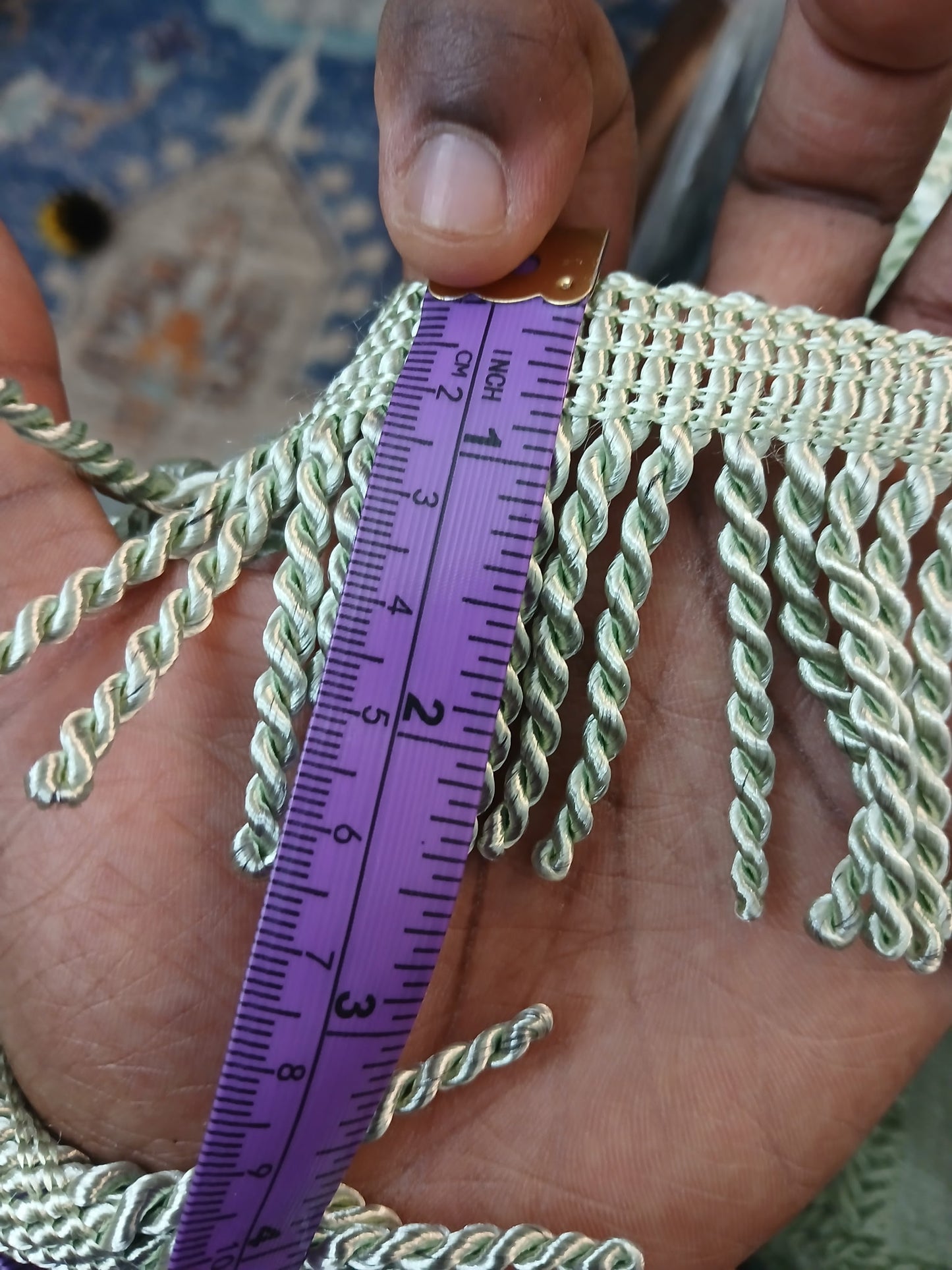 Bullion fringes sage green by the yard