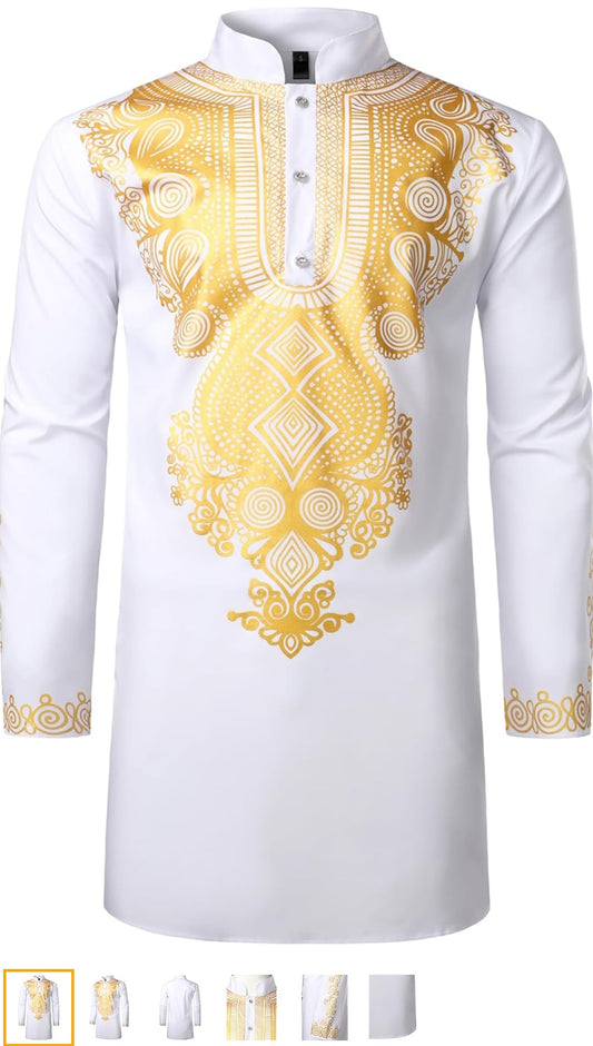White and gold bottom neckline