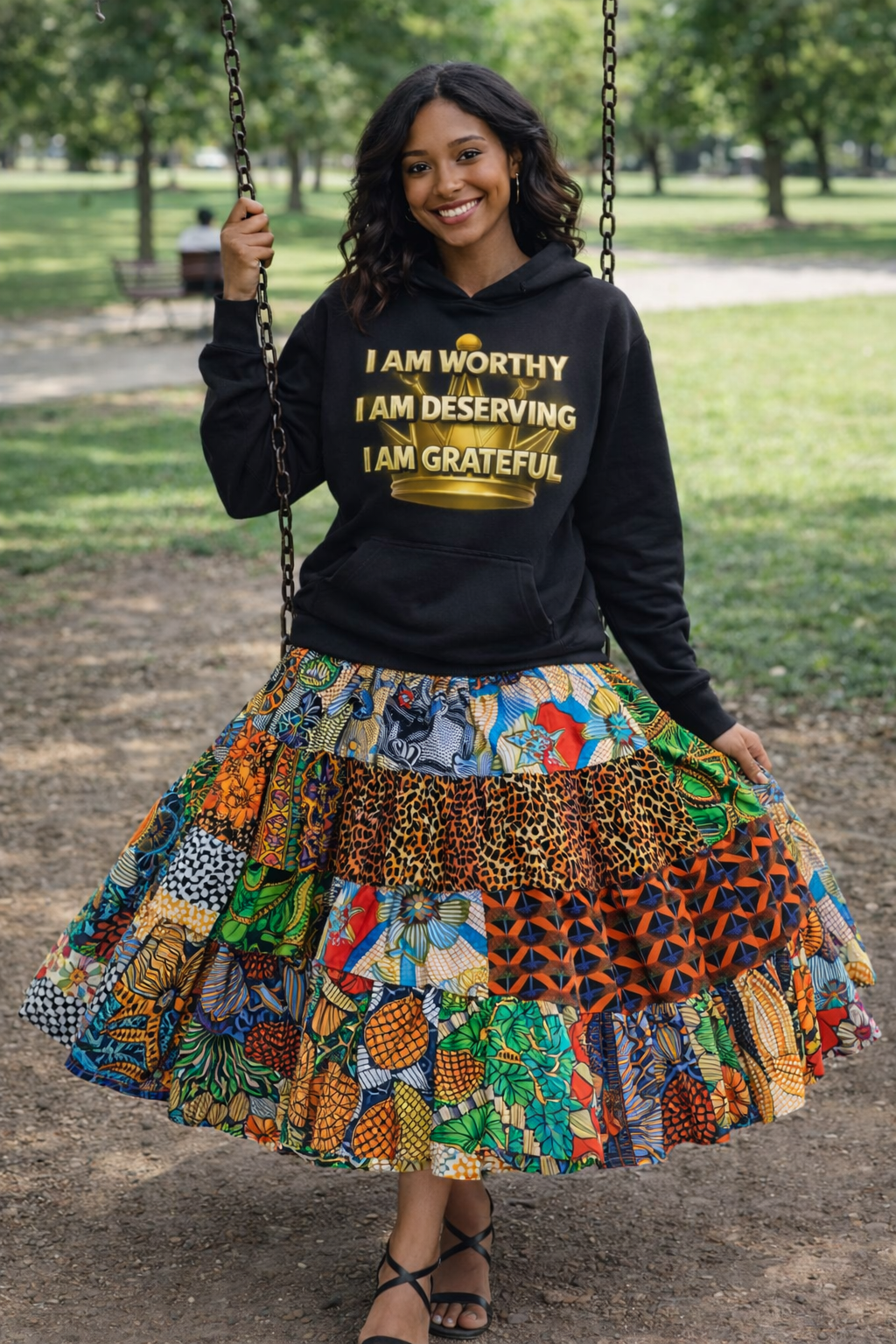 One Size Fits All Multi color African Print skirt set